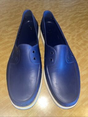 Native Men's Slip-On Boat Shoes in Blue with White Trim Size 12